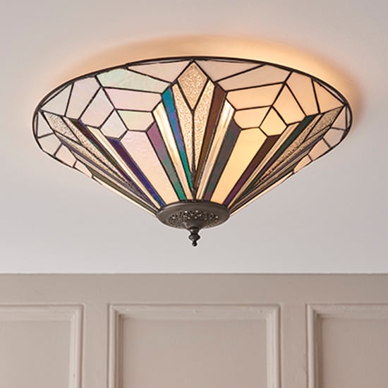 Astoria 2 Lights Large Flush Ceiling Light In Dark Bronze Ceiling