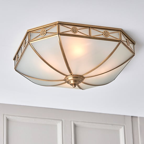 Bannerman 4 Lights Flush Ceiling Light In Antique Brass Ceiling