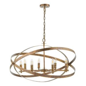 Dar Lighting Nitya 8 Light Ceiling Pendant Light In Mottled Copper Finish NIT0864