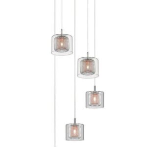 Impex PGH606101/05/CU/CH Laure Five Light Ceiling Pendant Cluster Light In Chrome And Copper