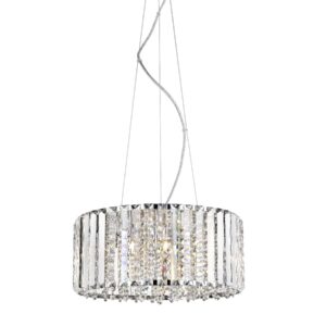Impex Sophia 5 Light Crystal Round Ceiling Pendant Light In Polished Chrome Finish