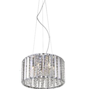 Impex Sophia 6 Light Crystal Round Ceiling Pendant Light In Polished Chrome Finish