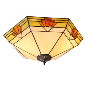 Interiors 1900 64284 Nevada Tiffany 2 Light Flush Ceiling Light In Natural Shades