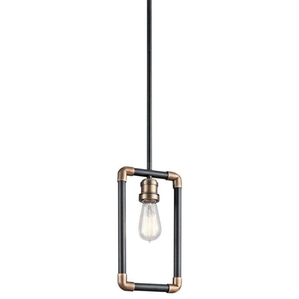 KL/IMHAN/MP Imhan 1 Light Mini Pendant Ceiling Light In Black And Natural Brass