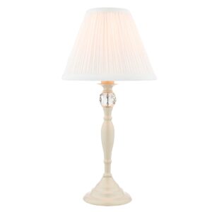 Laura Ashley Ellis Satin Cream Spindle Table Lamp with Ivory Shade