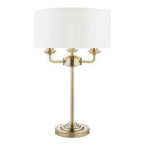 Laura Ashley Sorrento Antique Brass 3 Light Table Lamp With Ivory Shade