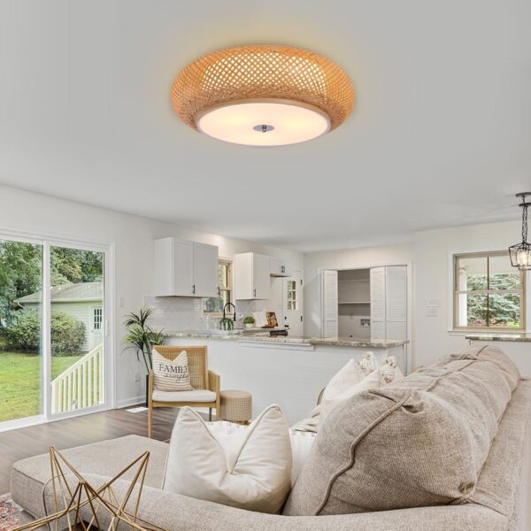 Lightsin Zen Bamboo Weave Ceiling Light with Antique Charm