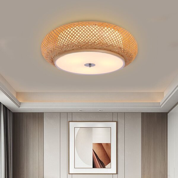 Lightsin Zen Bamboo Weave Ceiling Light with Antique Charm