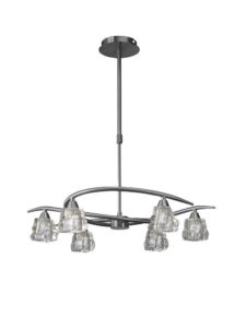 Mantra M3750 Iku 6 Light Telescopic Pendant/Semi Flush Ceiling Light In Satin Nickel