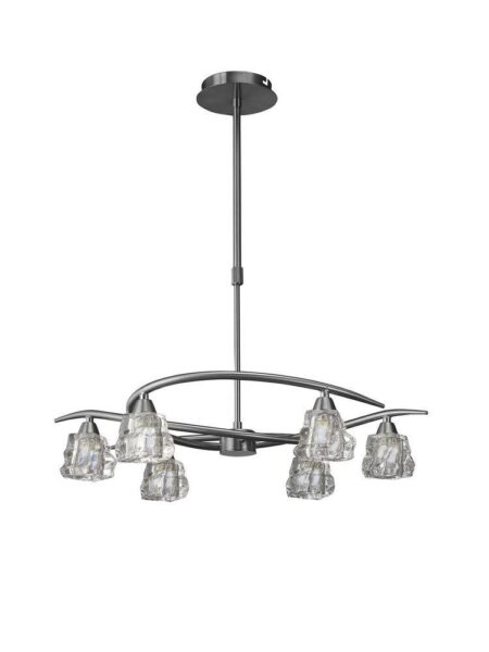 Mantra M3750 Iku 6 Light Telescopic Pendant/Semi Flush Ceiling Light In Satin Nickel