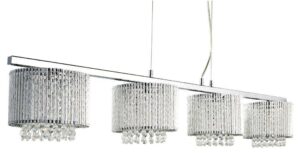 Searchlight 7094-4CC Elise Four Light Bar Pendant Ceiling Light In Chrome With Crystal Drop Shades