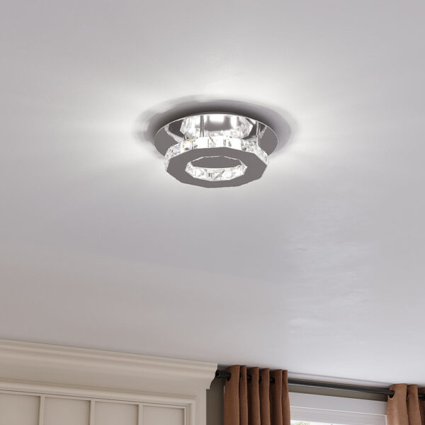 30cm W Stacked LED Ceiling Light with Crystal Rims Energy Saving