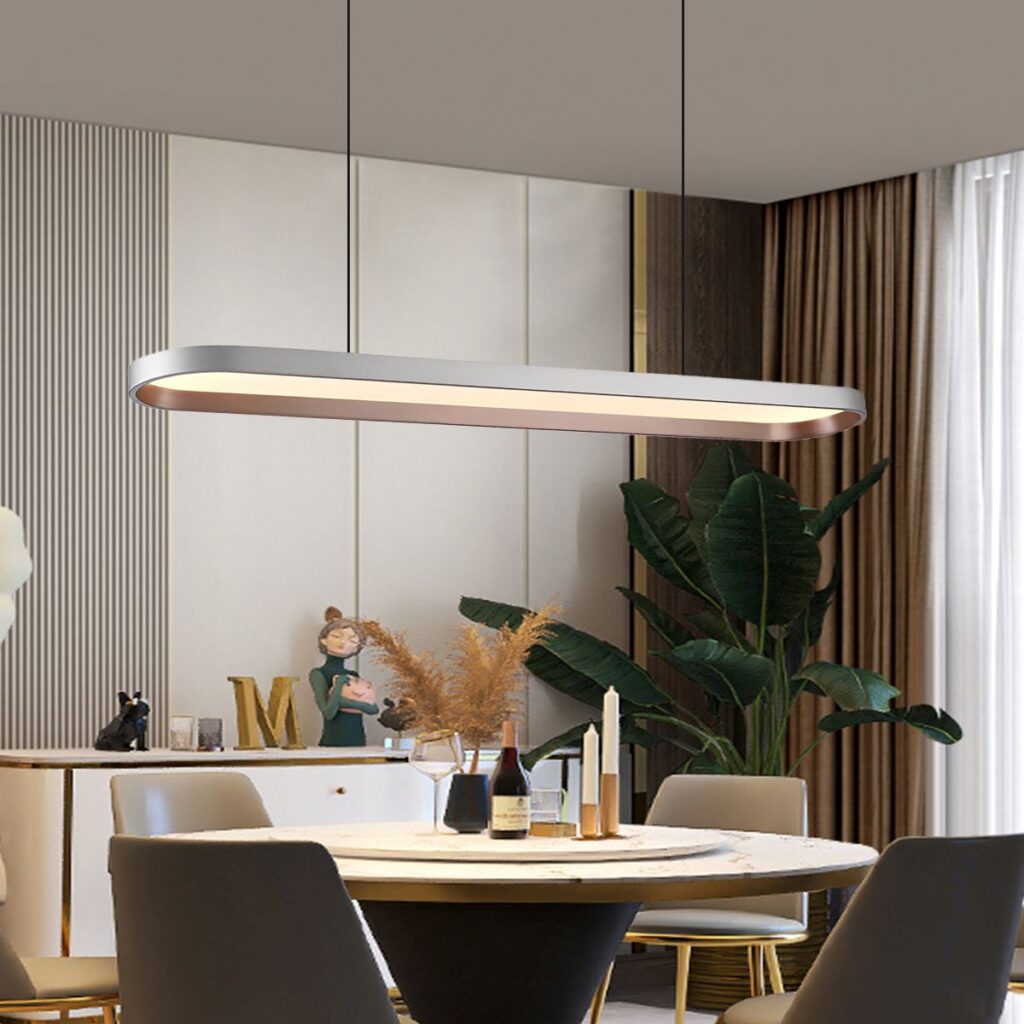 Lightsin Contemporary Gray-Brown Elliptical Dimmable Pendant Light ...
