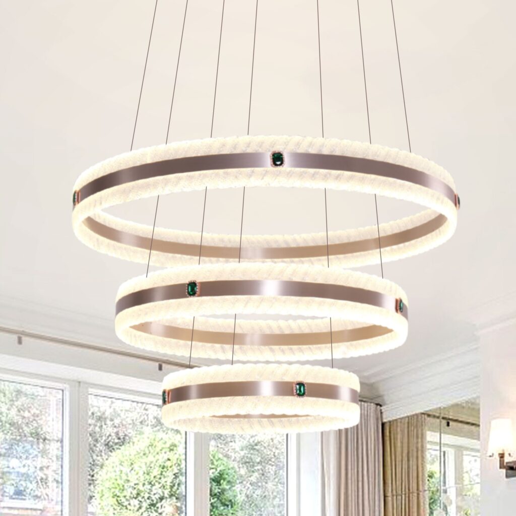 Siling Ring Lightsin Elegant Gold Interwoven Ring Pendant Light | Ceiling-Lights.co.uk