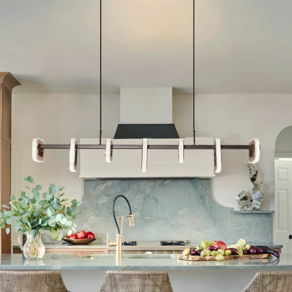 Lightsin Gold Linear LED Pendant Light with Acrylic Shades Metal Ceiling Lighting