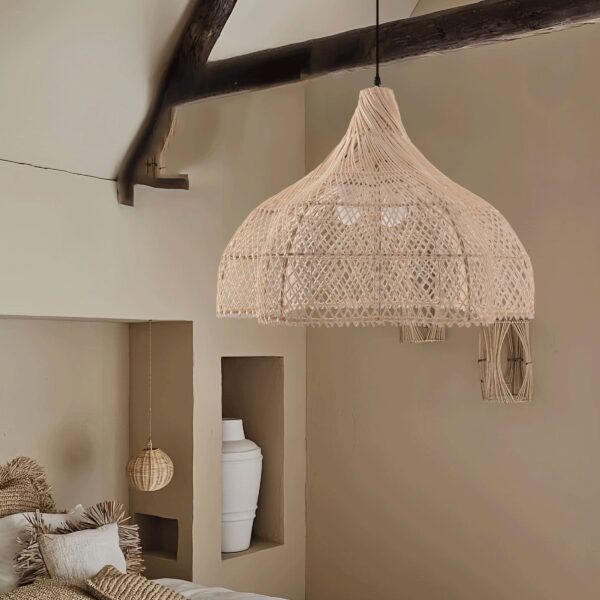 Lightsin Handcrafted Bamboo Rattan Pendant Light with Tranquil Umbrella Design