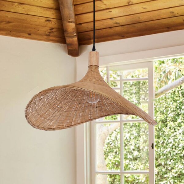 Lightsin Handwoven Bamboo Shade Pendant Light for Cozy Interiors