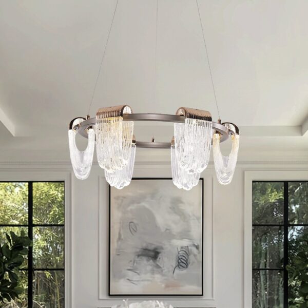 Lightsin Modern LED Pendant Ceiling Light with Cascading Gold Acrylic Curves