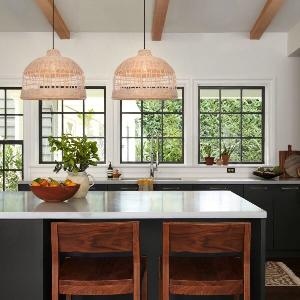 Lightsin Rattan Pendant Light with Lattice Cut Design Elegant Openwork Ceiling Light