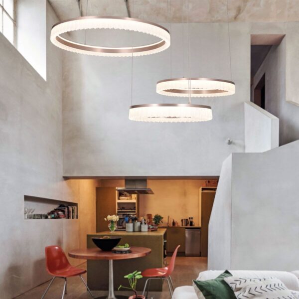 Lightsin Red Aluminum Stepless Dimming Circular Pendant Light for Modern Interiors