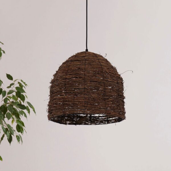Lightsin Rustic Woven Rattan Dome Pendant Light for Cozy Interiors