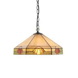 Interiors 1900 64285 Nevada Tiffany 1 Light Ceiling Pendant Light In Natural Shades