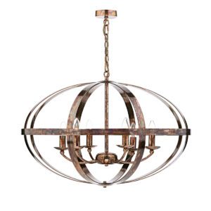 Dar SYM0664 Symbol 6 Light Pendant Ceiling Light in Dappled Copper