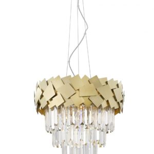 Impex Celine 6 Light Crystal Ceiling Pendant Light In Matt Gold Finish