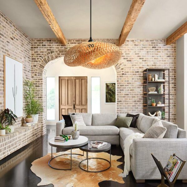 Lightsin Eco-Friendly Handmade Bamboo Pendant Light for Dining Room & Living Room