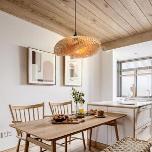 Lightsin Eco-Friendly Handmade Bamboo Pendant Light for Dining Room & Living Room