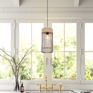 Lightsin Woven Rattan Cylinder Pendant Light for Warm and Inviting Spaces
