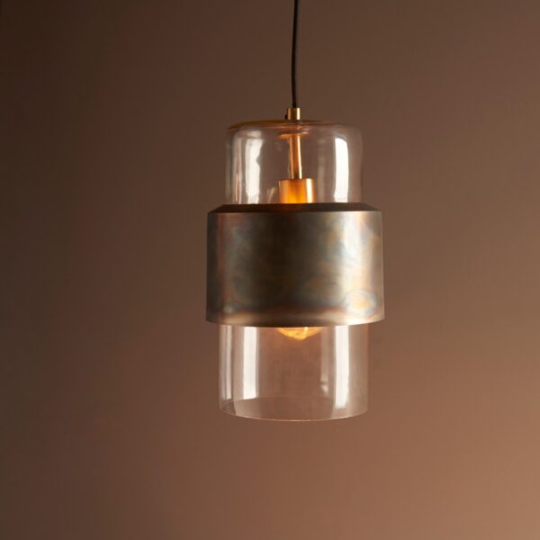 Artisan 1 Light Ceiling Pendant Light In Bronze Patina and Clear Glass