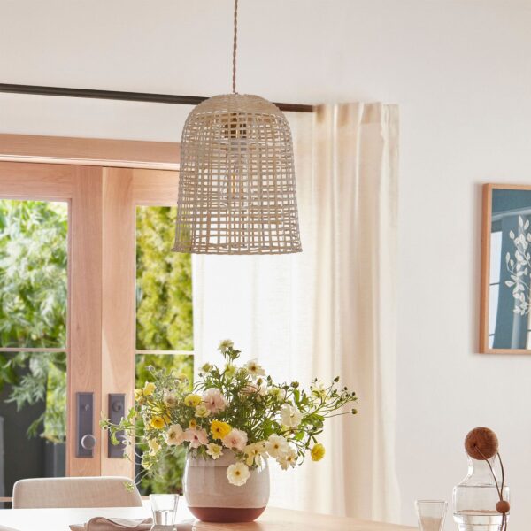 Lightsin Eco-Friendly Natural Woven Bamboo Pendant Light for Cozy Ambiance