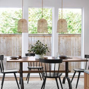 Lightsin Eco-Friendly Natural Woven Bamboo Pendant Light for Cozy Ambiance