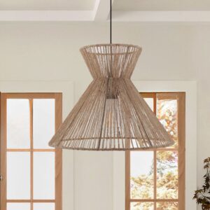 Lightsin Handwoven Paper Rope Pendant Light - Eco-Friendly Ceiling Fixture for Kitchen, Living Room & Bathroom