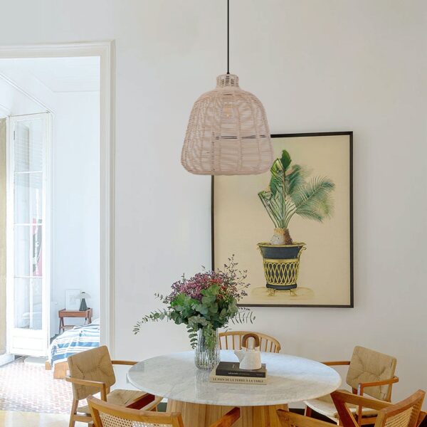 Lightsin Natural Rattan Pendant Light - Handwoven Ceiling Pendant Light for Living Room, Bedroom, and Ambient Boho Interiors