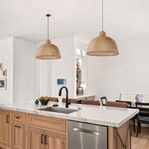 Lightsin Bamboo Dome Pendant Light - Handwoven Ceiling Lighting for Living Room & Kitchen