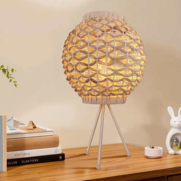 Lightsin Water Hyacinth Rattan Ball-Shaped Woven Table Lamp - Natural Handwoven Lighting for Cozy Spaces