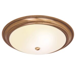 Abbeville Glass Flush Ceiling Light In Antique Brass
