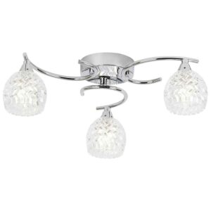 Barco 3 Lights Glass Flush Ceiling Light In Chrome