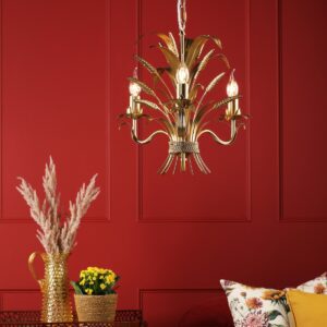 Dar Lighting Phaedra 3 Light Ceiling Pendant Light In Gold Finish