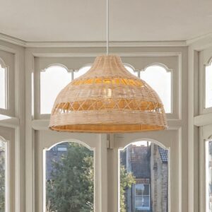 Lightsin Natural Rattan Pendant Light - Handwoven Ceiling Light, Durable & Rustic