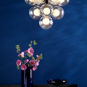 Dar Lighting Vine 10 Light Ceiling Pendant Light In Satin Black With Clear And Opal Glass