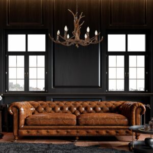 Searchlight Stag 6 Light Ceiling Pendant Light In Brown Finish 6412-6BR