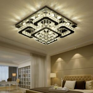 68 W Square LED Ceiling Light with Crystal Dimmable Warm Light