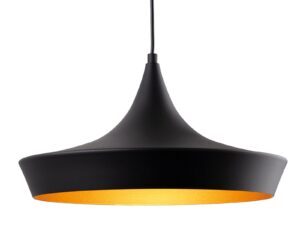 Firstlight 2850BK Leo 1 Light Ceiling Pendant Light In Black Finish With Matt Gold Inside