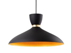 Firstlight 2851BK Ellis 1 Light Ceiling Pendant Light In Black Finish With Matt Gold Inside