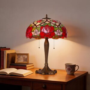 Lightsin Tiffany Table Lamp | Handcrafted Stained Glass Rose Series