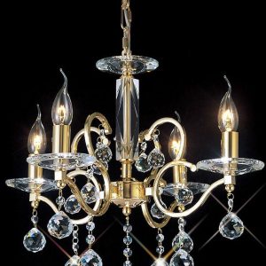 Diyas IL30224 Zinta Gold and Crystal Ceiling Pendant Light