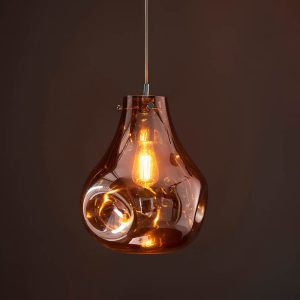 Morrison Blown Glass Pendant Ceiling Light In Copper Metallic